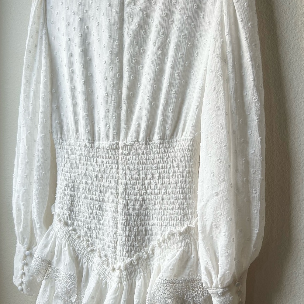 Bardot White Swiss Dot Ruffle Mini Dress - Picture 10 of 15
